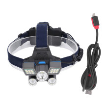 Superhelle LED-Stirnlampe, wiederaufladbar, wasserdicht, große Reichweite, verstellbarer Winkel, USB-Ladefunktion, Freisprechfunktion, mehrere