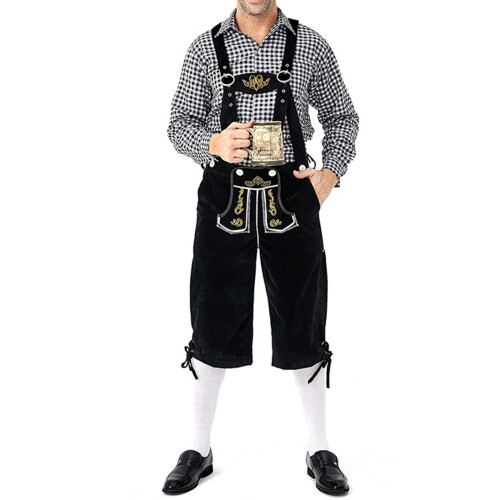 Γερμανική βαυαρική στολή Lederhosen από ψεύτικο σουέτ για το Oktoberfest με σχέδιο