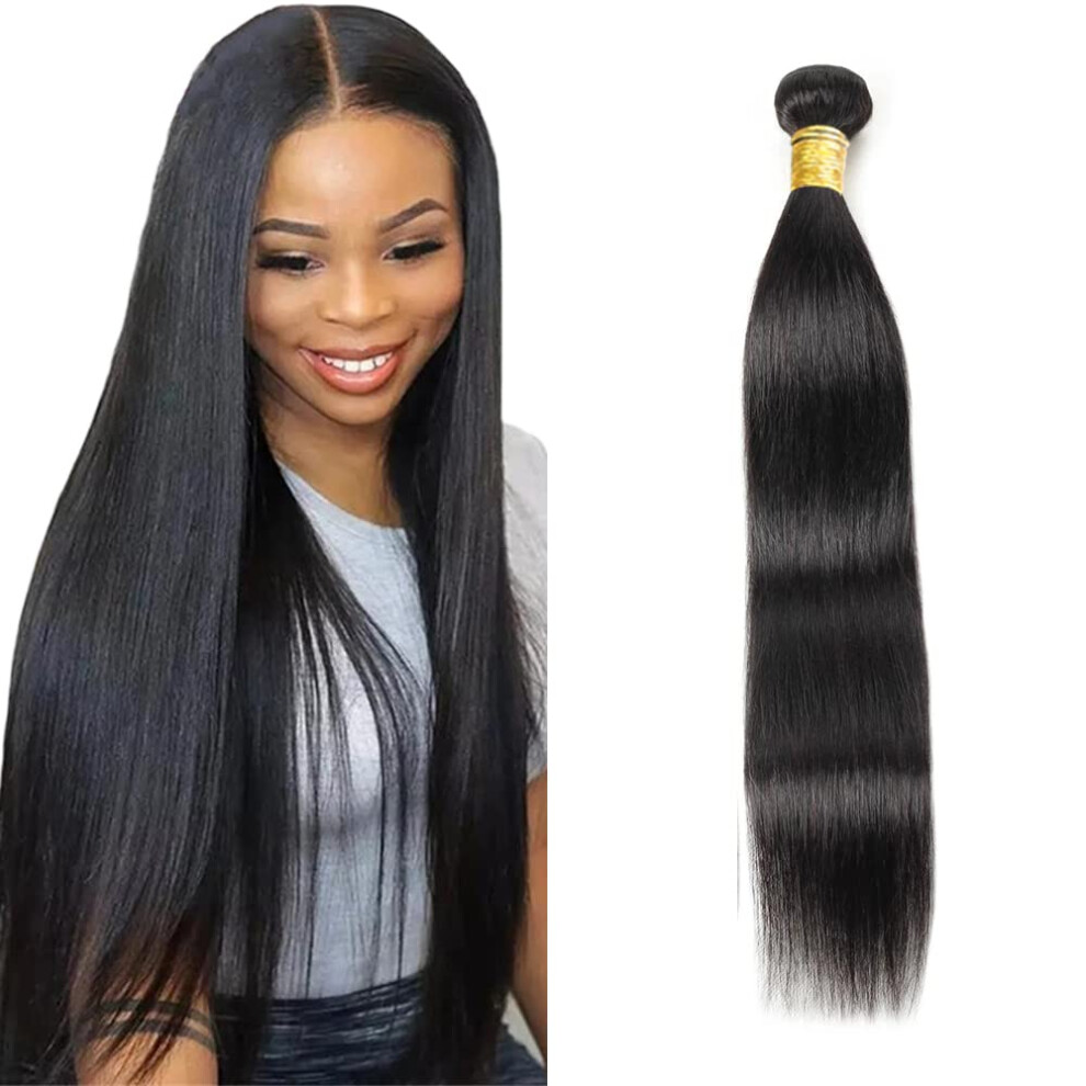 Unisex Black Brazilian Human Hair Bundles 14 Inch Virgin Straight Remy Weave Natural Double Weft