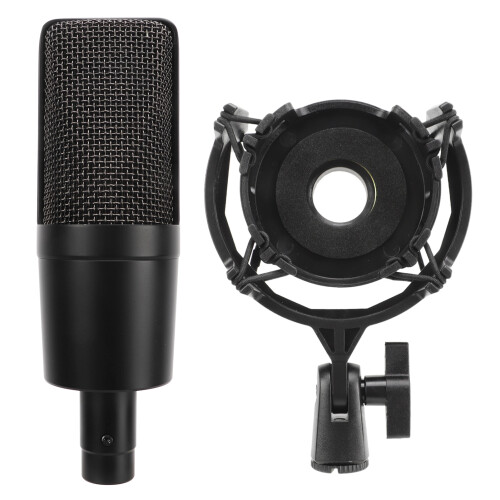 Μικρόφωνο Phantom Power Studio με μεγάλο διάφραγμα και χρυσό ψεκασμό, με βάση στήριξης και 1