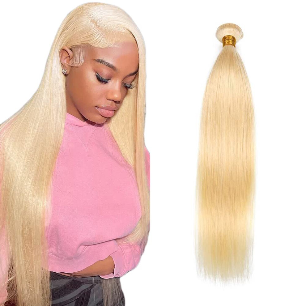 Unisex 613 Blonde Brazilian Straight Human Hair Bundle 10 Inch Virgin Remy Weave Silky Smooth