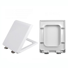 Soft Close Square Toilet Seat with Quick Release, White Plastic 3545cm Easy Clean Bathroom Lid