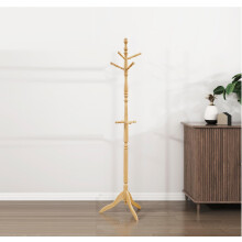 Solid Wood Coat Rack with 10 Hooks, 3Tier Scandinavian Entryway Stand for Coats Hats Bags 72in