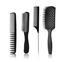 4Pcs Paddle Hair Brush Set AntiStatic Fast Detangling for Thick Curly Straight Hair Black