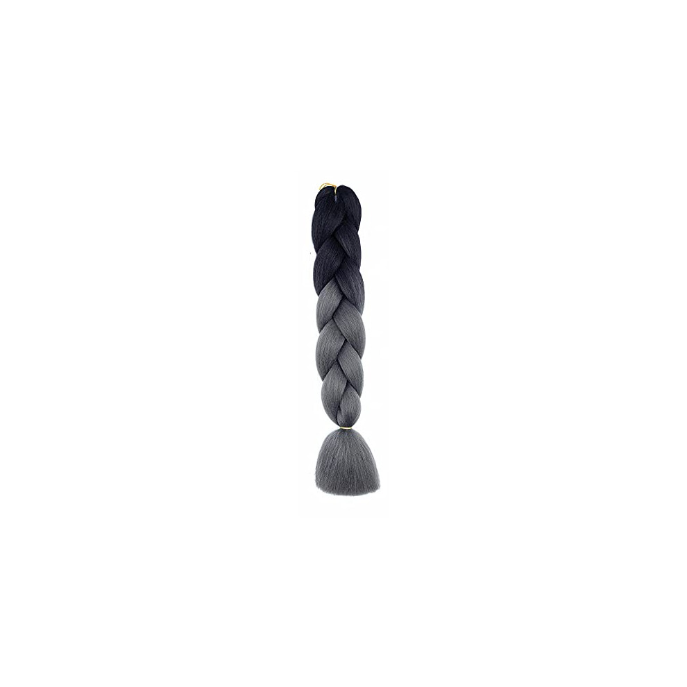 Unisex 24 Inch Ombre Jumbo Braiding Hair Extensions, Heatresistant Synthetic Fibers, Tangle Ends