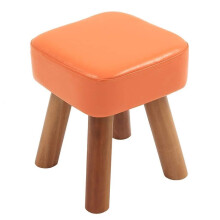 Memory Foam Foot Stool with Solid Wood Frame, Upholstered Ottoman for Living Room or Bedroom, White