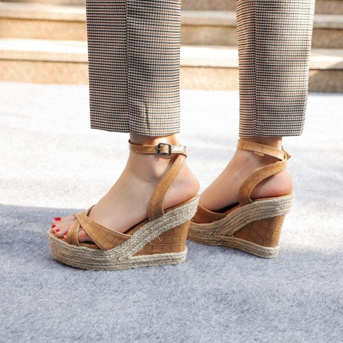 Women's Platform Wedge Sandals with Adjustable Ankle Strap Open Toe Espadrilles 10.5 White 2