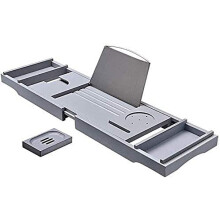 Bathtub Tray with Extendable Rack Board and Foldable Cover for Relaxing Bath Storage