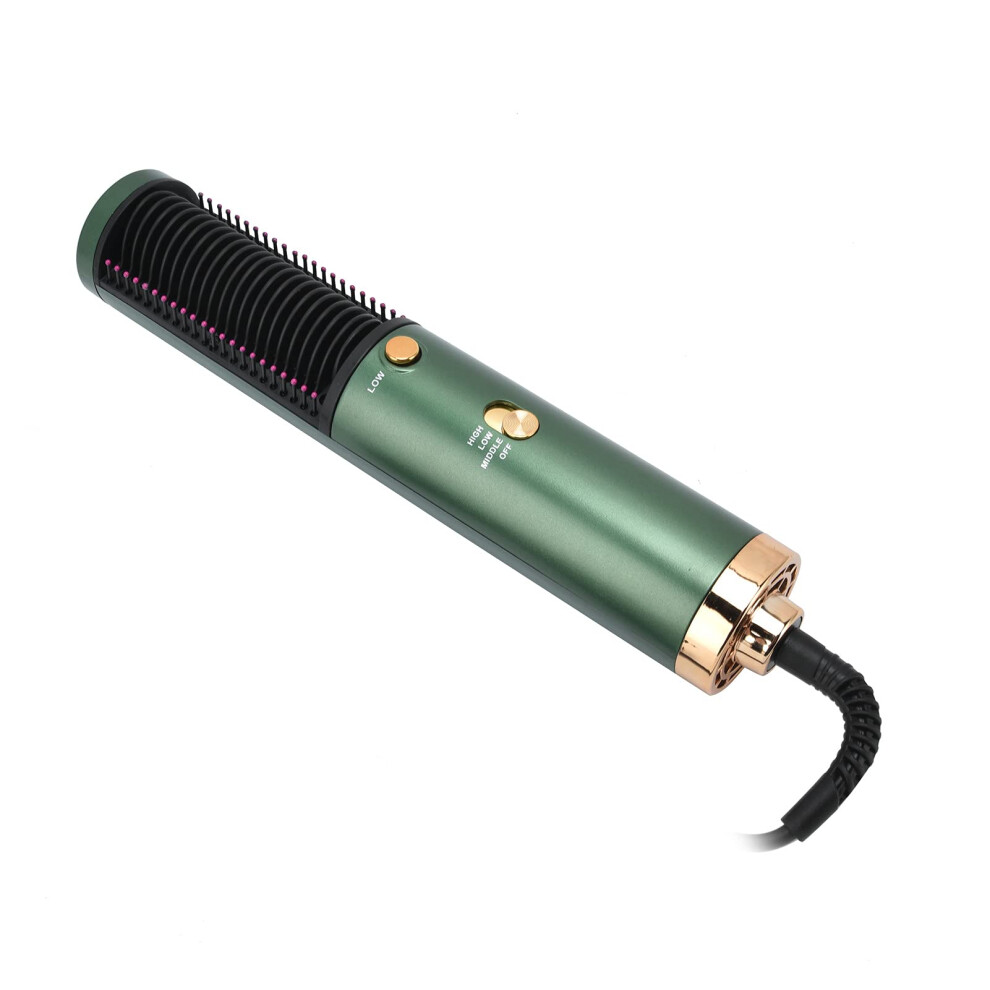 Green Hair Straightener Brush With Fast Ptc Heating, Adjustable Temp, Ionic Hot Comb For Hair And Beard
