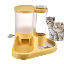 Dog Feeder and Waterer 2In1 Automatic Water Dispenser and Food Feeder Kit Siphon Feeding Tool For Dogs Cats Other Animals Yellow