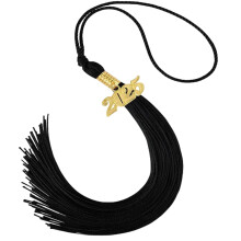 Graduation Tassel with 2025 Gold Year Charm – Elegant Black Graduation Cap Accessory