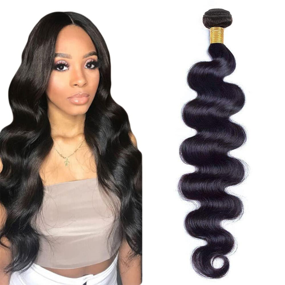 Unisex Black Brazilian Body Wave Human Hair Bundles 12 Inch Natural Remy Extensions Tangle