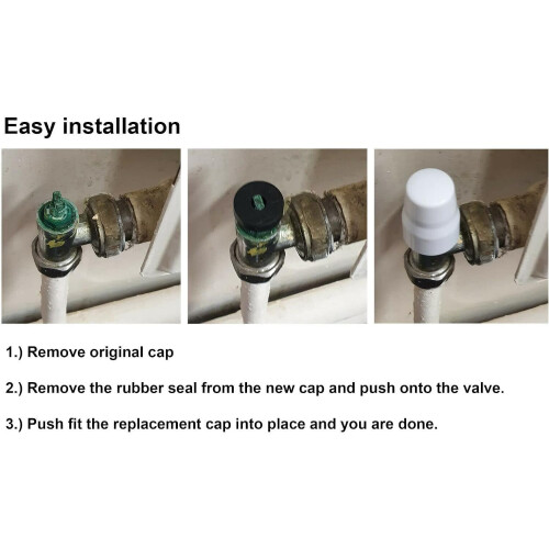 Radiator Valve Cap Universal Replacement Central Cover Valve White Plumb 8 Pack 1