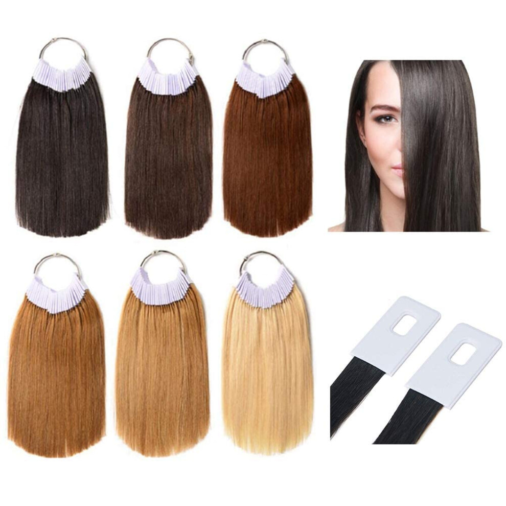 Dark/Golden Human Hair Color Ring Set 30 Pieces 100% Remy Hair Swatches For Accurate Color Matching
