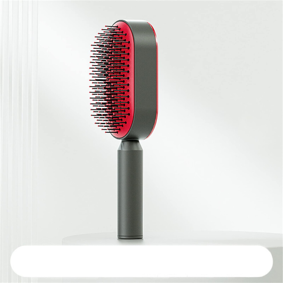 Red Self Cleaning 3D Air Cushion Detangling Anti Static Hair Brush For Women And Men, Electroplated Massage Comb