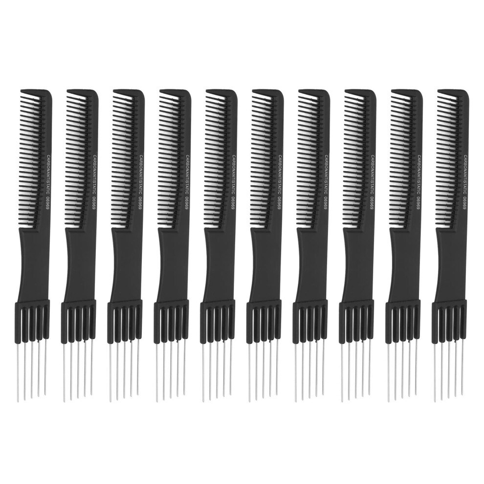 Teasing Comb Set 10pcs with Metal Prong for Lasting Volume Boost and Precise Hair Sectioning