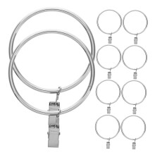 Shower Curtain Rings Set of 10 Silver Metal Clips Hooks for Bathroom and Home Curtains