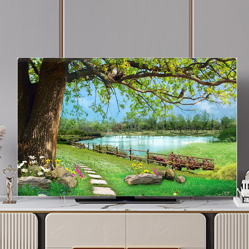 55 Inch Waterproof Crystal Velvet Tv Dust Cover For Wall Mounted Screen, Sun Protection, Washable 9365369427129