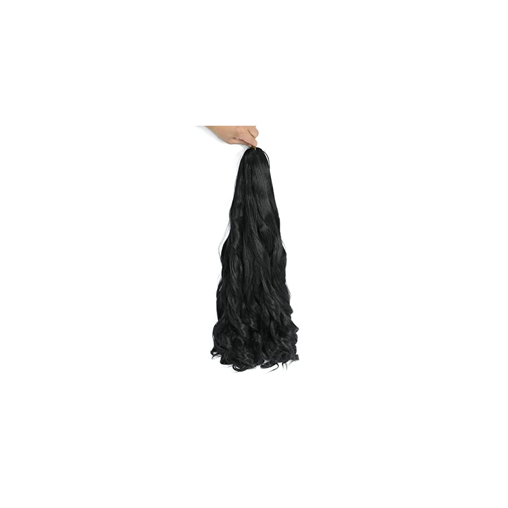 Unisex 24 Inch French Curly Braiding Hair 1B Prestretched Synthetic Extensions Soft Bouncy Loose Wave 6 Packs