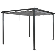 Aluminium Pergola MCW-N93, Gartenpavillon Pavillon Garten, stabiles 8cm-Gestell Schiebedach UV50+ 3x4m