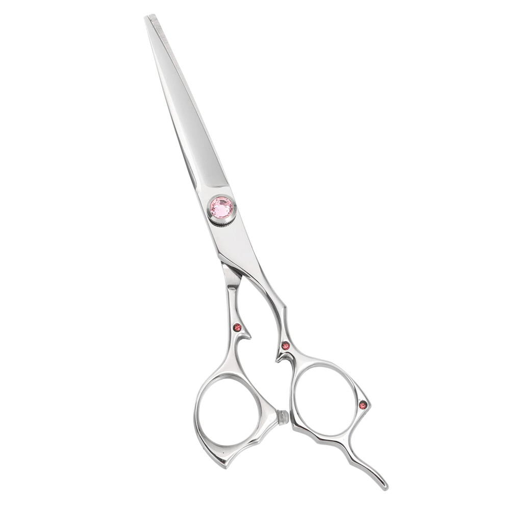 Professional Stainless Steel Hair Cutting Scissors with Razor and Pink Rhinestone for Barbers