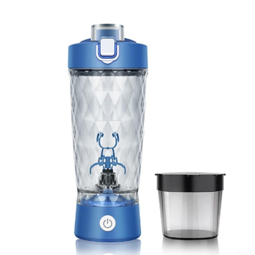 Blue Protein Shaker Bottle Usb Rechargeable Electric Mixer Cup With Leakproof Lid For Shakes
