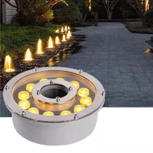 Submersible LED Fountain Light 18W 12V IP68 Waterproof Pond Pool Lamp with Center Hole White