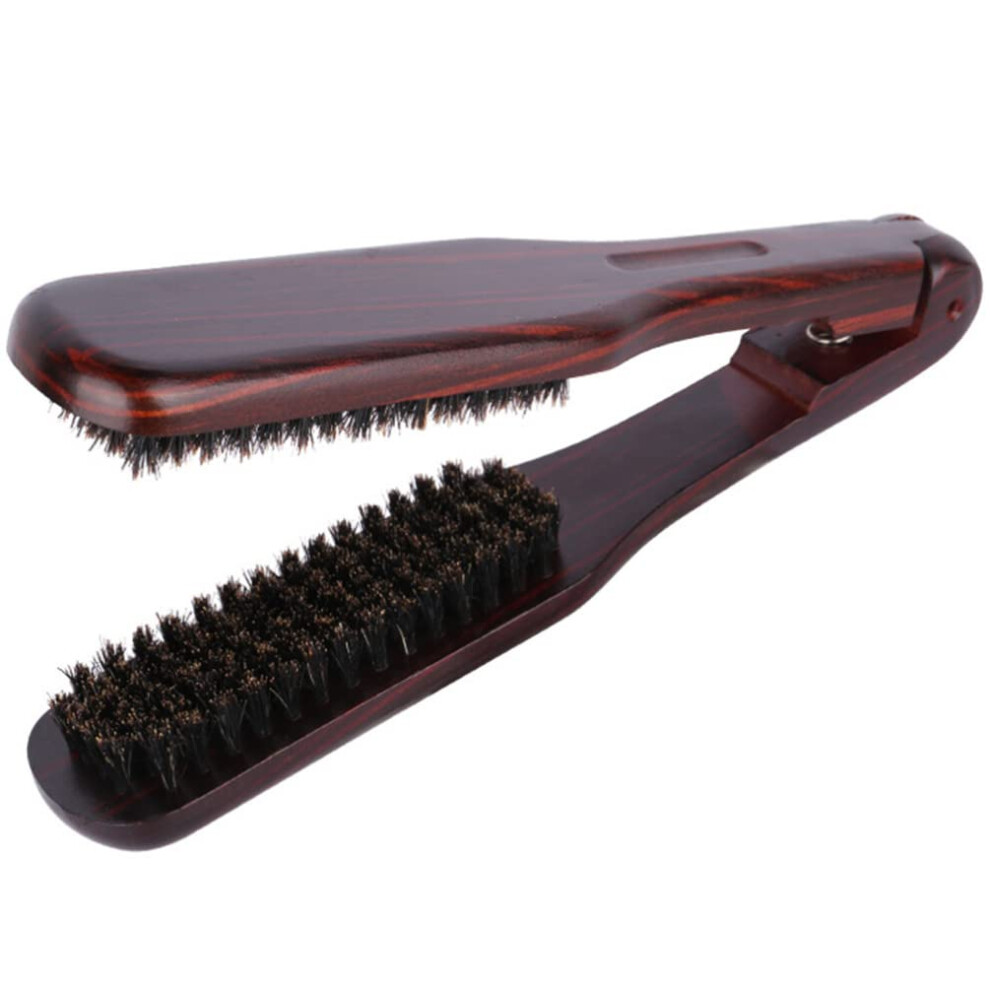 Wooden Boar Bristle Hair Straightening Brush for Effective Detangling and Straight Ends Styling
