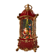 Christmas Snow Globe Lantern with Santa Claus, LED Light, Musical Box, Automatic Snowfall, USB or Battery Powered Holiday Home Decoration