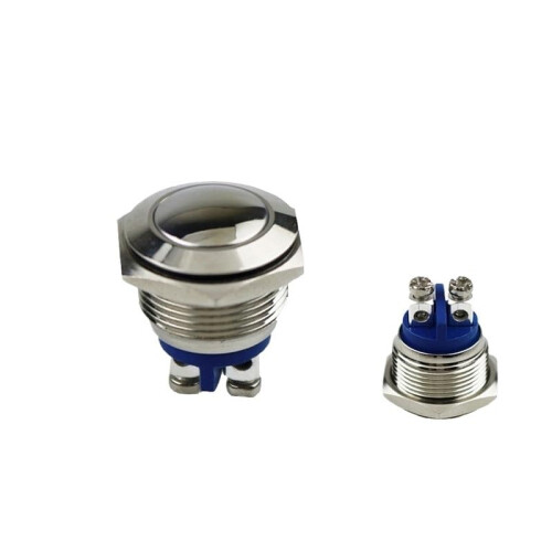 16mm Stainless Steel Momentary Push Button Switch, Waterproof, Normally Open, Quick Reset