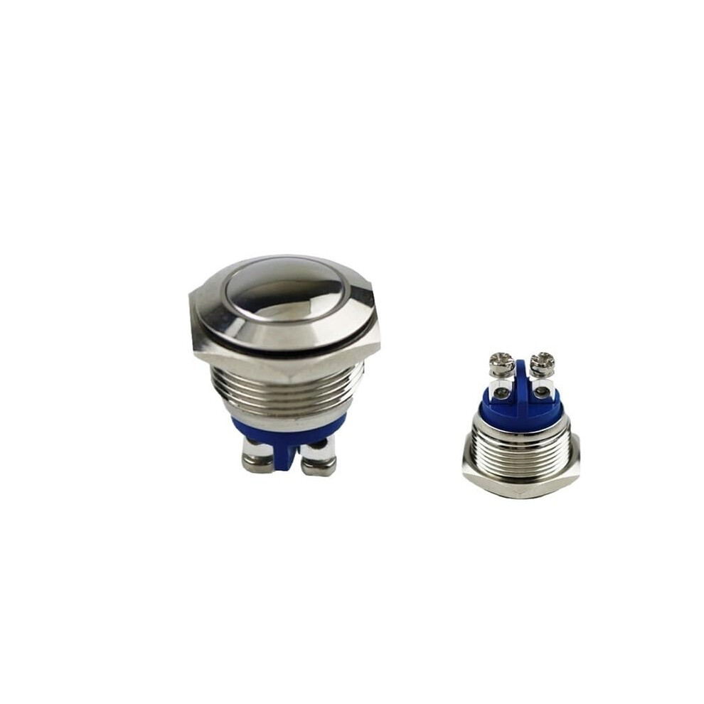 16Mm Stainless Steel Momentary Push Button Switch, Waterproof, Normally Open, Quick Reset 9044945392371