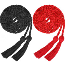 2 Pack Graduation Honor Cords with Tassels Polyester Yarn for 2025 Ceremony Students Black Red