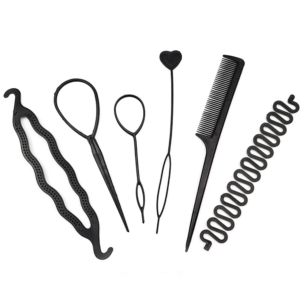 6 Pcs Hair Styling Tools Set with Loop and Braiding Accessories for Fast Neat Ponytail Flips
