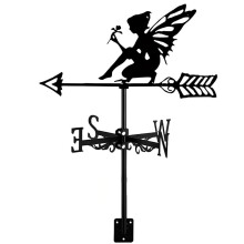 Weather Vane Metal Outdoor Rooftop Farm Scene RustProof Wind Direction Indicator Garden Decor Fairy Elf