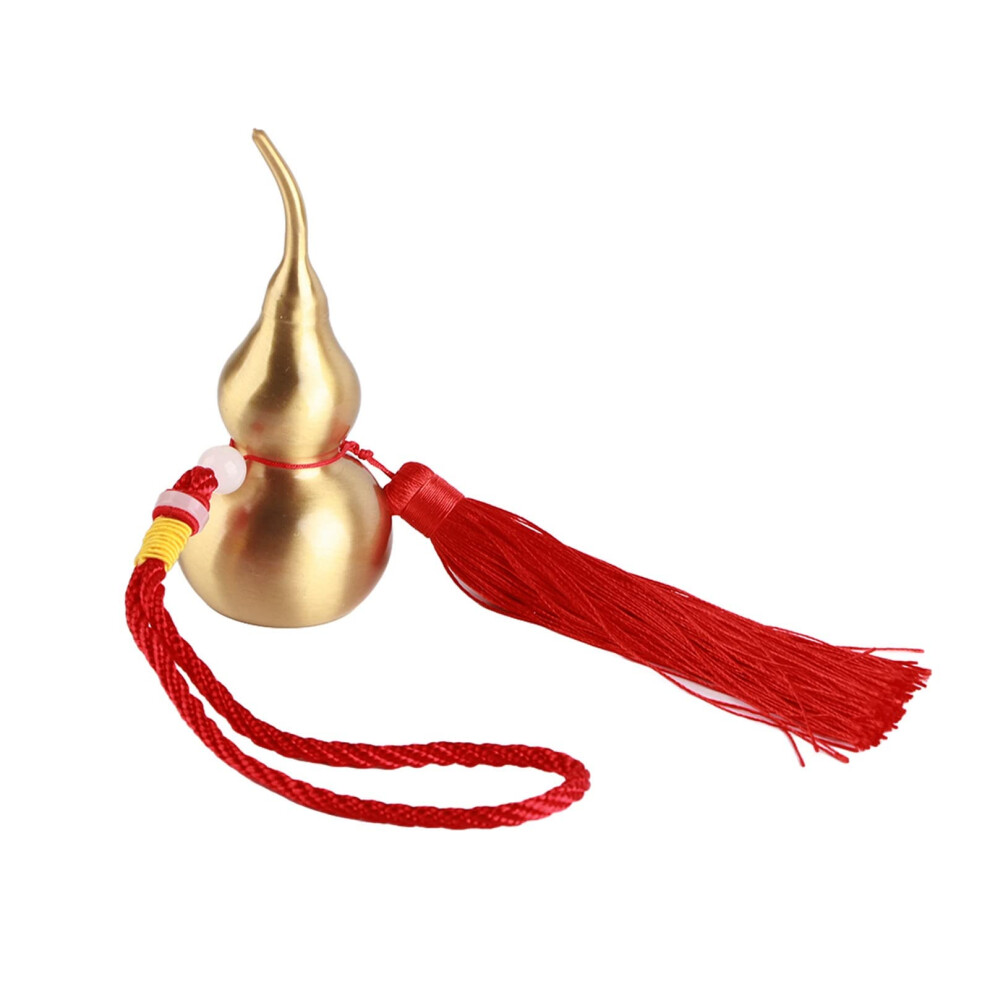Feng Shui Car Hanging Ornament Brass Wu Lou Gourd With Tassel For Luck And Safe Travel Red 9365369427532