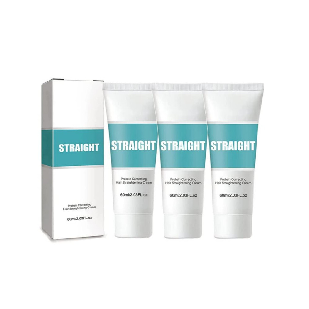 Hair Straightening Cream for Curly Hair with Brush, AntiFrizz Smoothing, Shine Boost (3PCS)