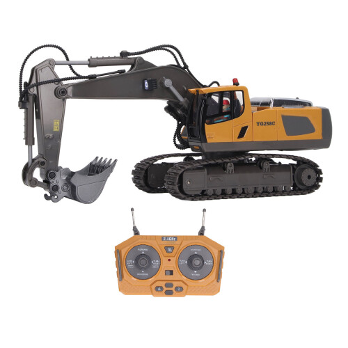 RC Construction Vehicle Remote Control Excavator Full Functional 2.4Ghz Transmitter Auto Pairing Multi Angle Operation Rechargeable Batteries Gift 2