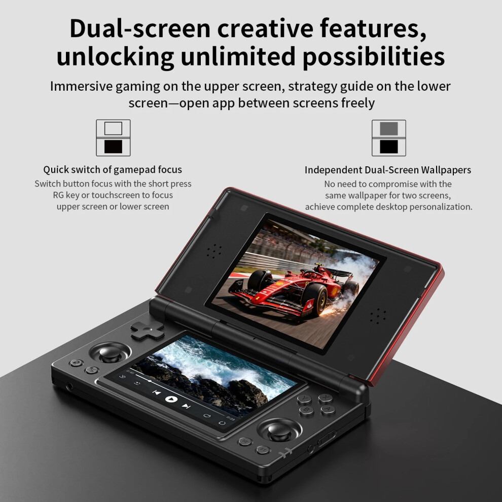 Anbernic Handheld Game Console Rg Ds 4" Ips Dual Screen Flip Video Games Player 07605635