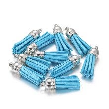 100pcs 1.5 Inch Faux Suede Tassels for Jewelry Making, Keychains, Dreamcatchers, DIY Crafts (Deep Sky Blue)