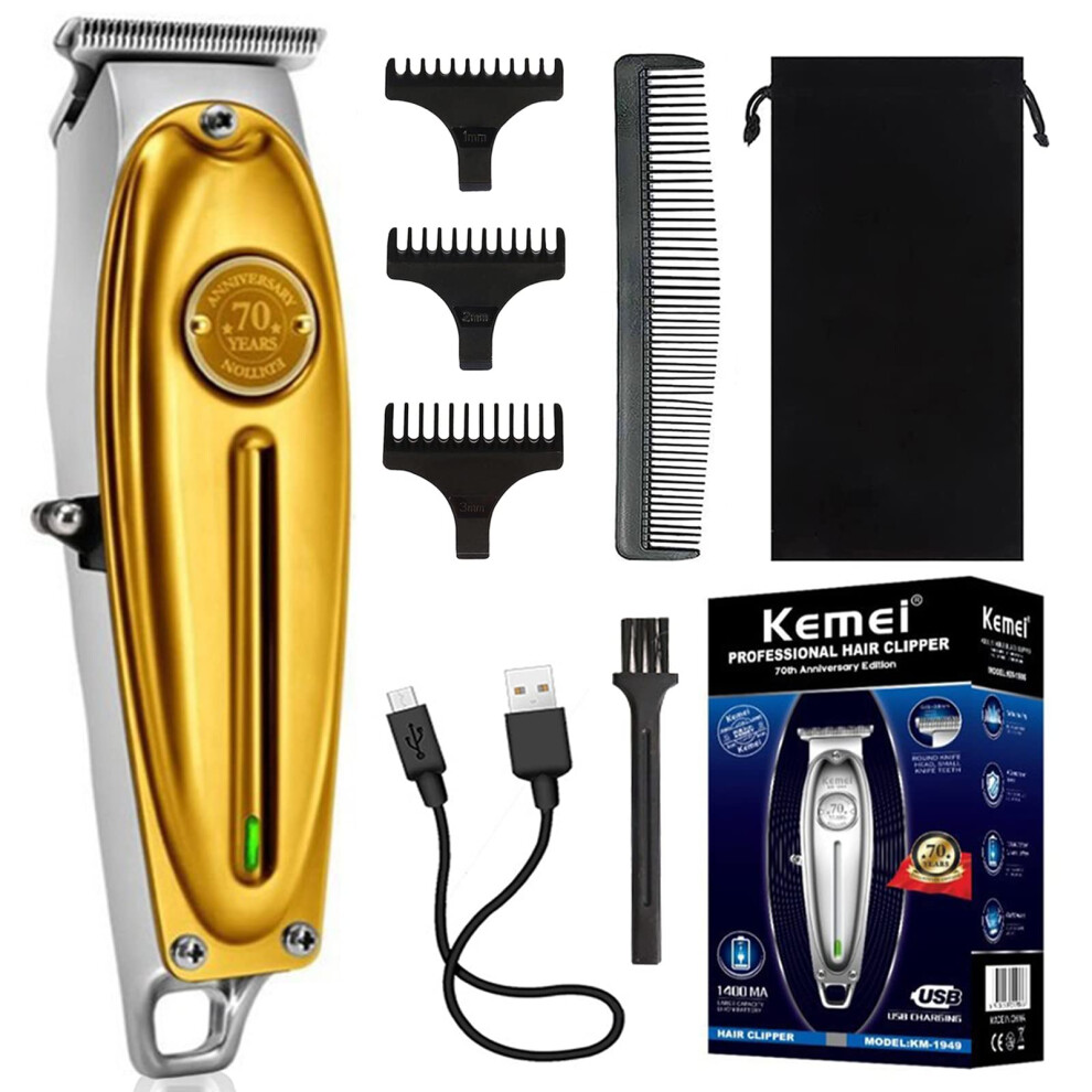 Gold Professional Cordless Hair Clippers For Men Zero Gap Tblade Beard Trimmer