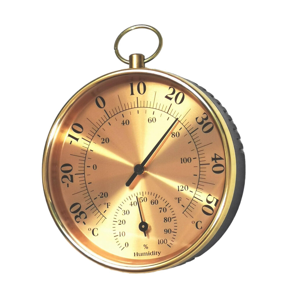 Indoor Thermometer Hygrometer 10cm Copper Wall Hanging Temperature and Humidity Monitor