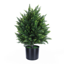 2Pcs Artificial Topiary Tree with Cement Pot, LifeLike Faux Potted Plants for Indoor Outdoor Decor 21.67 Inch