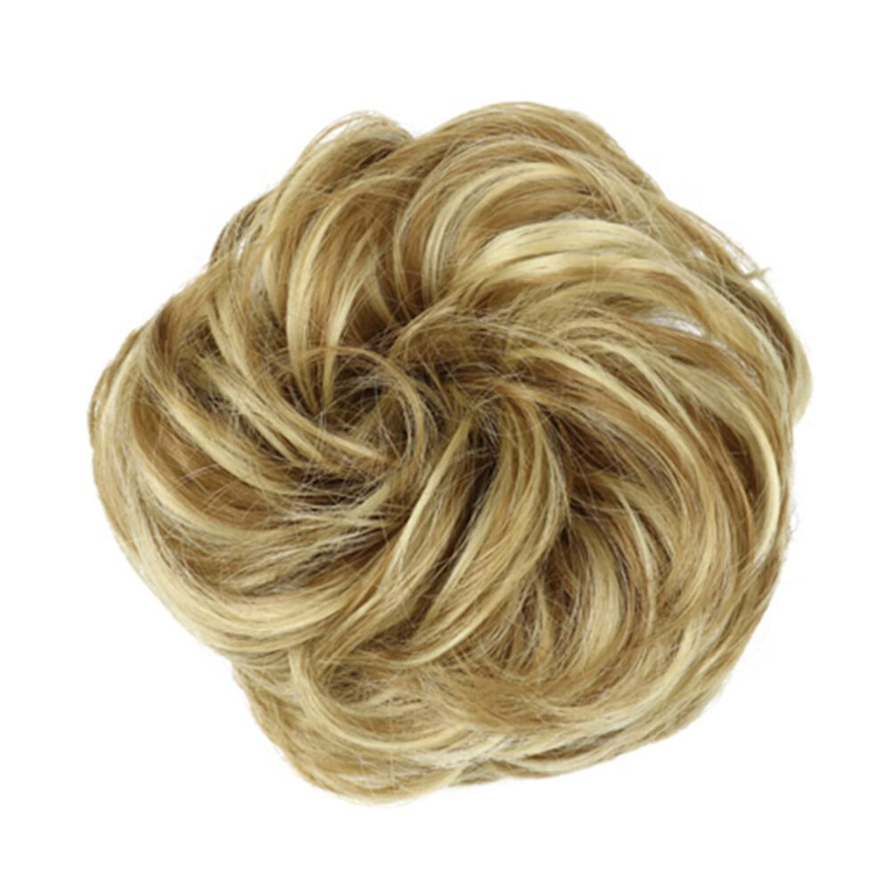 Unisex Brown Hair Bun Extension Messy Curly Chignon Blonde Synthetic Clip With Instant Volume Boost