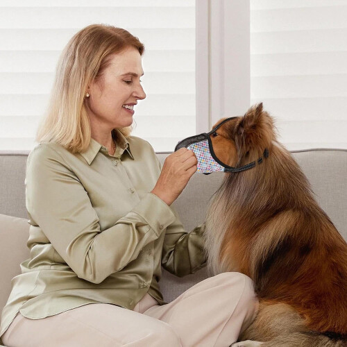 Dog Muzzle Adjustable Soft Mesh No Barking Pet Muzzle Stops Biting Breathable Nylon Straps 1