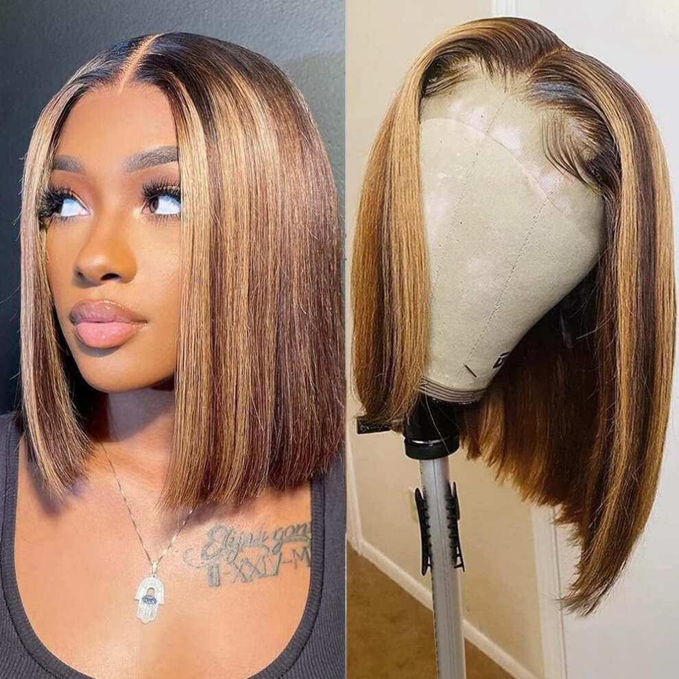 HD Lace Front Wig Short Curly 100% Virgin Brazilian Human Hair Bob for Natural Look