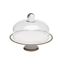 Glass Cake Stand with Cover for Wedding Party, Elegant Dessert Display, Durable Ceramic Dome