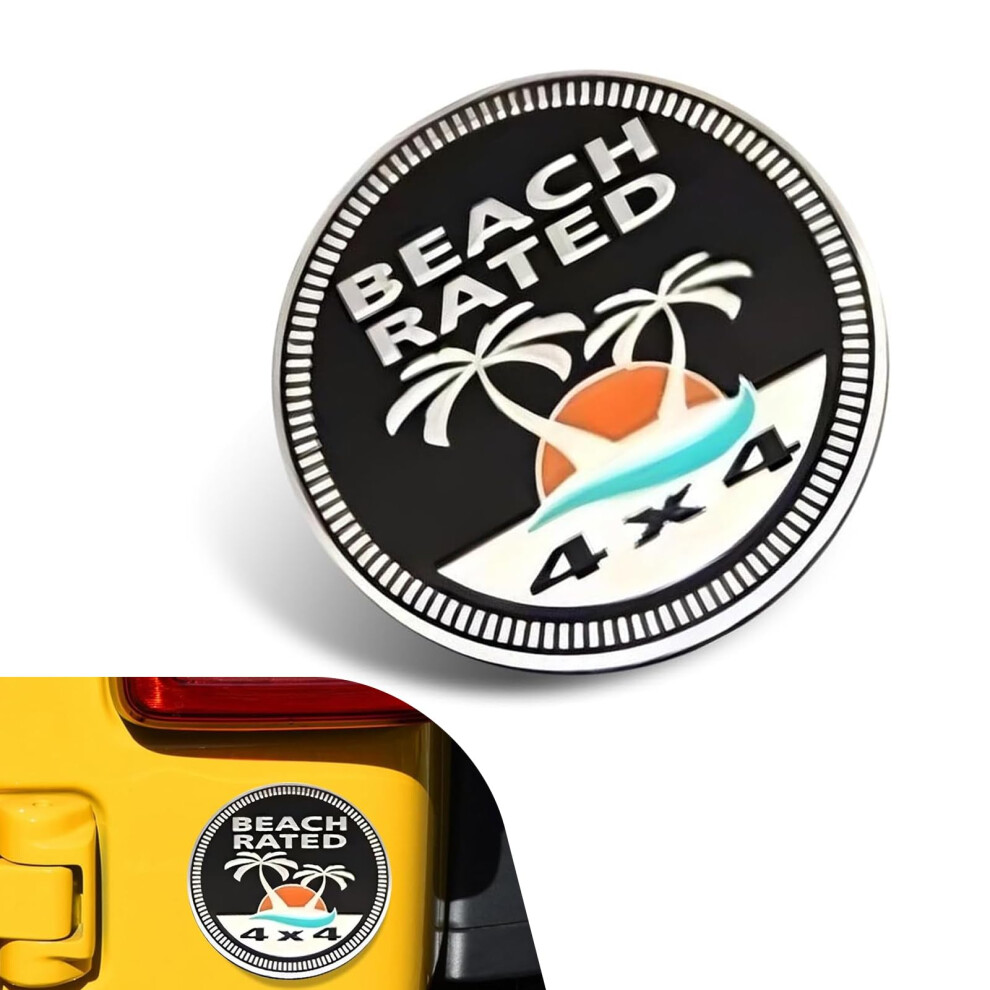 Car Emblem Decal 3D Metal Badge Beach Rated 4X4 Weatherproof Aluminum For Jeep Wrangler Suv 9164114089250