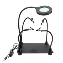 Soldering Helping Hands with LED Magnifying Glass, 4 Adjustable Metal Arms and Alligator Clips