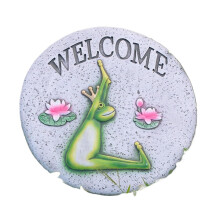 Garden Stepping Stones Round Yoga Frog Design for Whimsical Pathway and FadeResistant Outdoor Decor