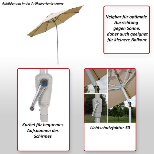 Sonnenschirm Asti, Gartenschirm, Ø 3m neigbar Polyester/Alu 5kg 1